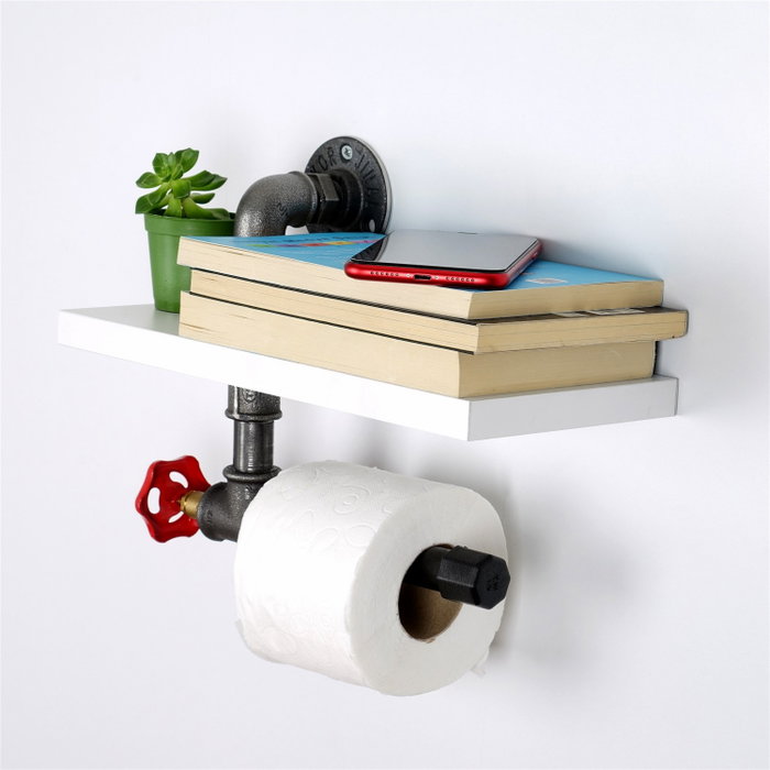Hanah Home Boruraf244 Portarrollos de Papel Higiénico MDF Estilo Industrial Blanco